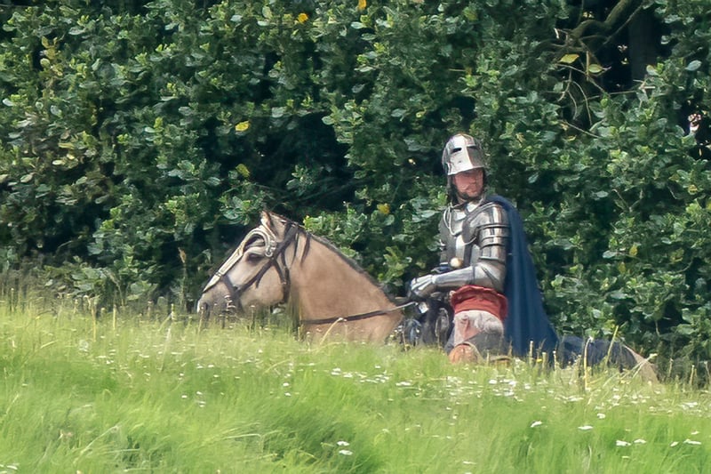 A knight on a horse at Alnwick Castle for the rumoured filming of Dungeons and Dragons.