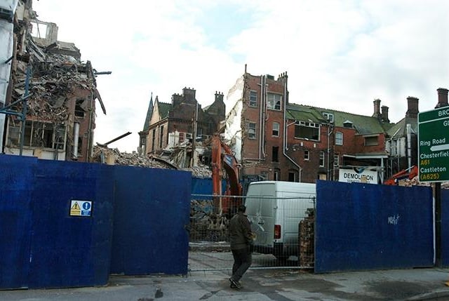 Demolition begins at the old Jessop Hospital, Sheffield, on January 15, 2007