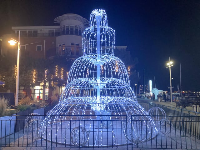 Christmas decorations are up at Gunwharf Quays