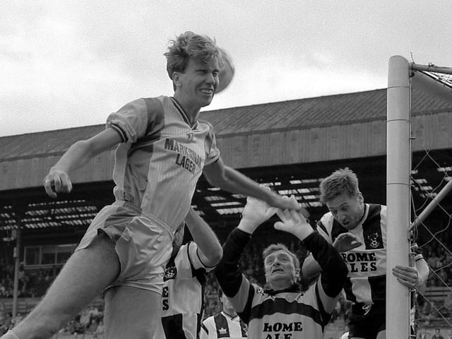 Pictured in action for Stags against Notts County in 1988, defender Simon Coleman started out with Stags from 1985 to 1989 before moving on to Middlesbrough for a couple of seasons, eventually appearing in the Premier League for both Sheffield Wednesday and Bolton Wanderers.