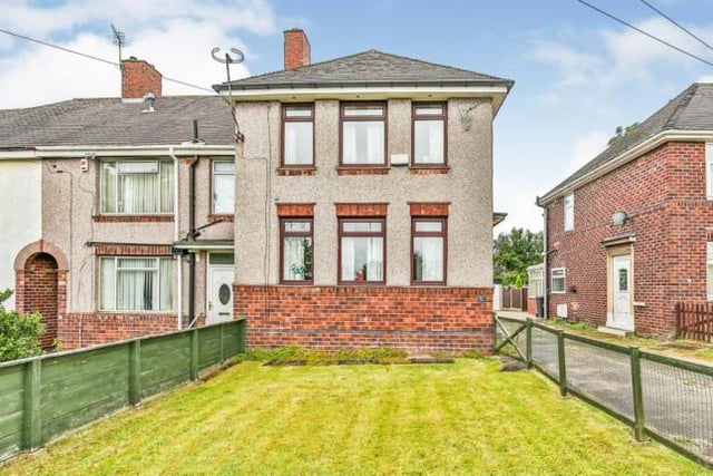 This three-bedroom end terrace house has a guide price of £90,000. (https://www.zoopla.co.uk/for-sale/details/55562433)