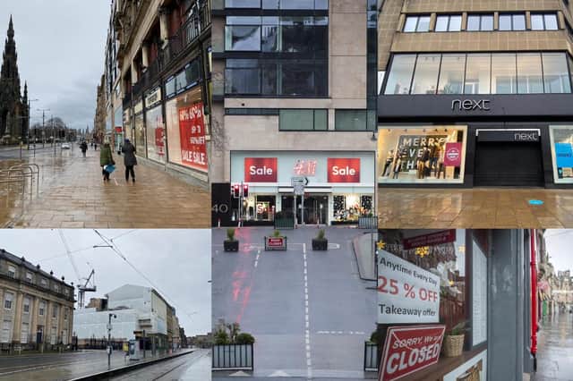 Pictures show Edinburgh shutting up shop as mainland Scotland goes into a national lockdown picture: JPI Media and PA