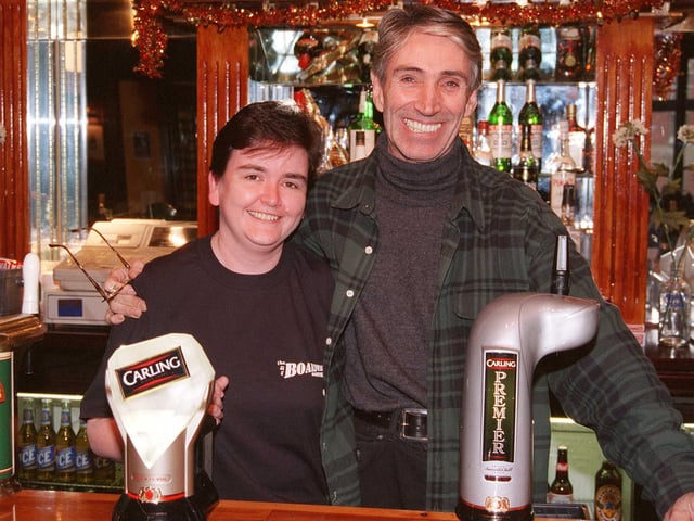 Chris Cunningham, left, and Boardwalk co-founder and musician Herbie Armstrong behind the bar in 1999