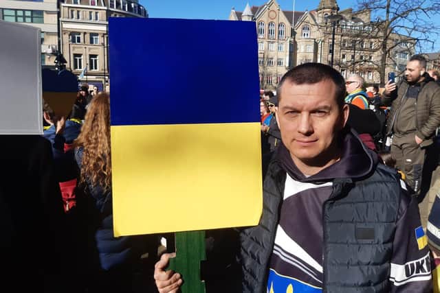 Protest in Sheffield against the Russian invasion of Ukraine. Vasyl Kruk