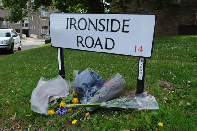 Floral tributes left on Ironside Road in Gleadless, Sheffield, following the death of a man over the weekend
