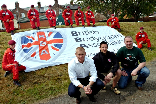 Shaun West, John Moss and Nick McCarthy from the British Bodyguard Association who sponsored the jump by the Parachute Regiment Red Devils into the Ashbrooke Beer Festival in 2011. Remember this?