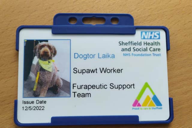 Laika's staff ID badge.