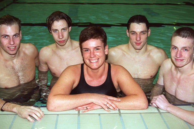 Winning City of Sheffield Swimmers Janko Gojkovic, John Cowie, Helen Spencer, Lee Oldfield and Ben Lack