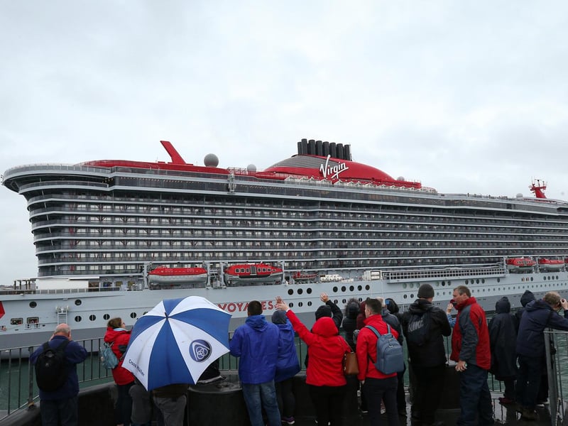 Arrival of Virgin crusie ship Scarlet Lady in Portsmouth. Picture: Chris Moorhouse (jpns 210621-04)