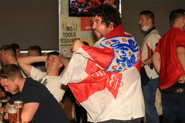 Fans celebrate at The Common Room as England beat Germany in Euro 2020. Picture: Chris Etchells