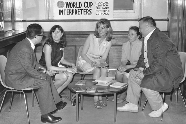 A team of interpreters at Sunderland's General Post Office was being kept busy by the queries of foreign visitors to the World Cup matches. Do you recognise any of them?