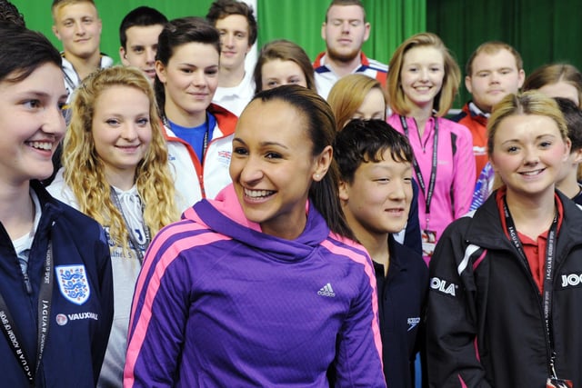 Jess Ennis with rising stars at the Jaguar Academy of Sport Bursary Awards at the English Institute of Sport, Sheffield in April 2012