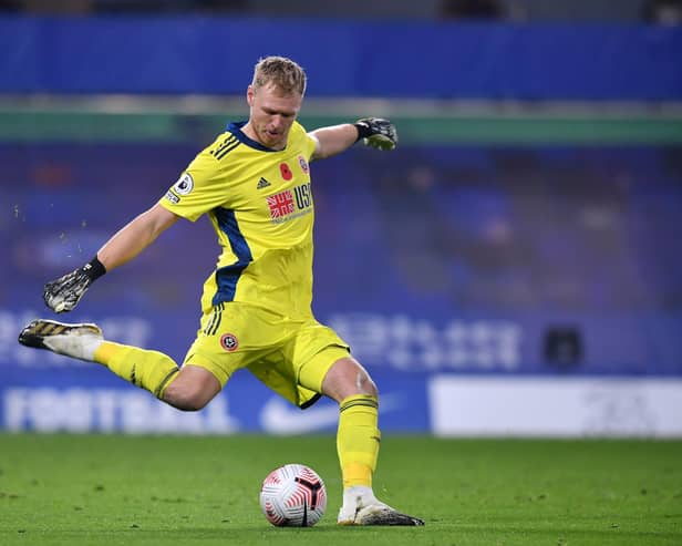 Sheffield United goalkeeper Aaron Ramsdale. Photo: Ben Standall, Pool/AFP