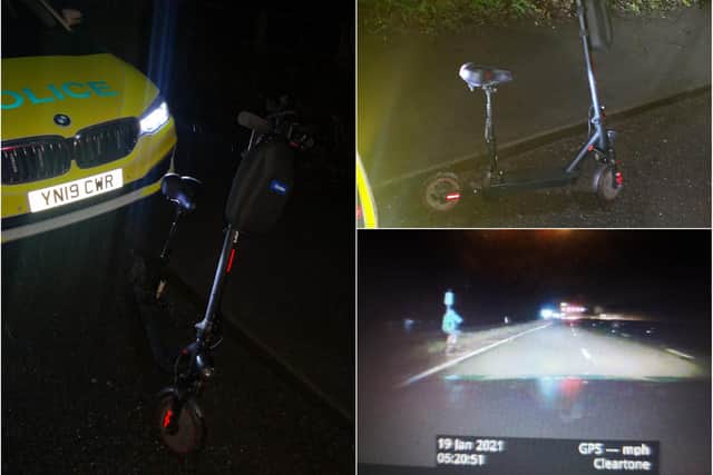 A man was found riding along the M1 in South Yorkshire on an electric scooter