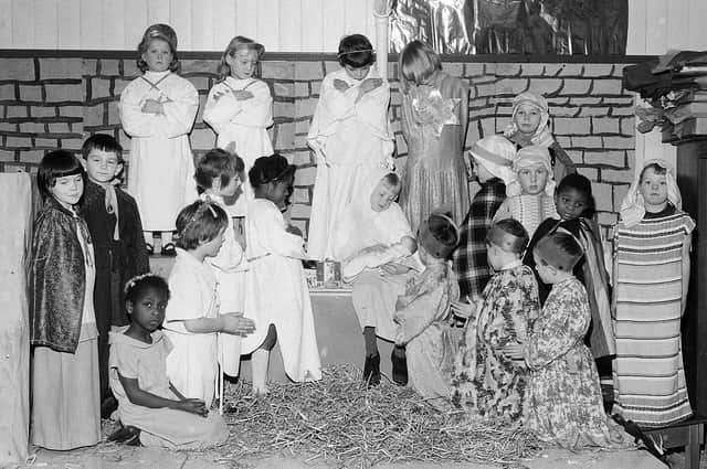 Church Warsop Infants nativity from Christmas 1966 - recognise any of the stars?