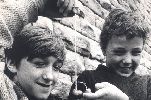 Conkers
Kevin Hutchinson and Mark Dawes of Crookesmoor Junior School.
24 September 1974.