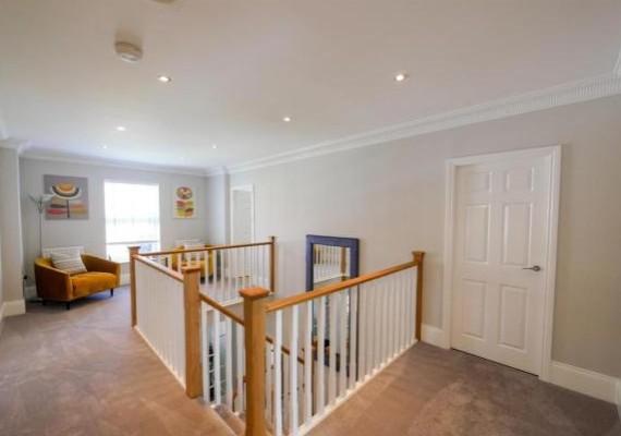 The first flood has an impressive galleried landing, storage cupboard, double glazed window, recessed spot lighting, coving to ceiling, two radiators and loft access.