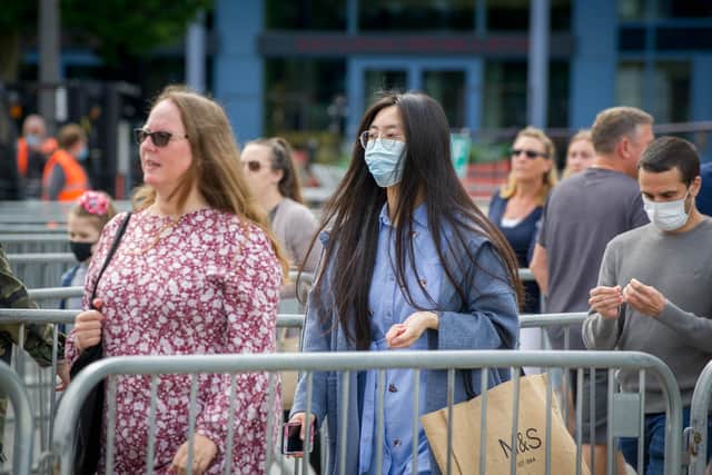 Social distancing in operation at a shopping centre