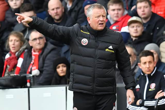 Sheffield United's manager Chris Wilder gestures on the touchline during the English Premier League football match between Sheffield United and Brighton and Hove Albion at Bramall Lane in Sheffield, before the fixture calendar was suspended due to coronavirus: PAUL ELLIS/AFP via Getty Images
