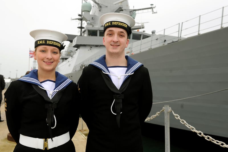 21st March 2013. HMS Defender Commissioning Ceremony at the Portsmouth Naval Base. Serving on the ship together are brother and sister Samantha 22 and Stephen Smith 19. Picture: Paul Jacobs  (13802-15)