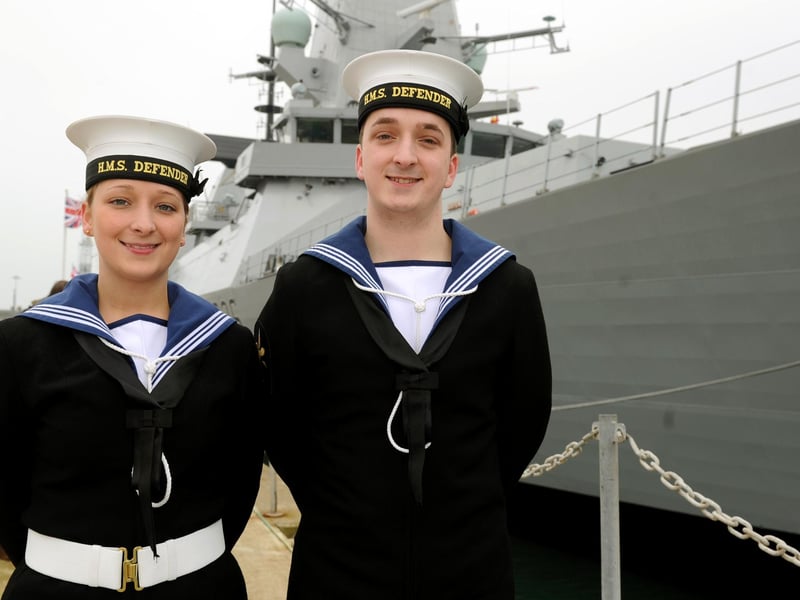 21st March 2013. HMS Defender Commissioning Ceremony at the Portsmouth Naval Base. Serving on the ship together are brother and sister Samantha 22 and Stephen Smith 19. Picture: Paul Jacobs  (13802-15)