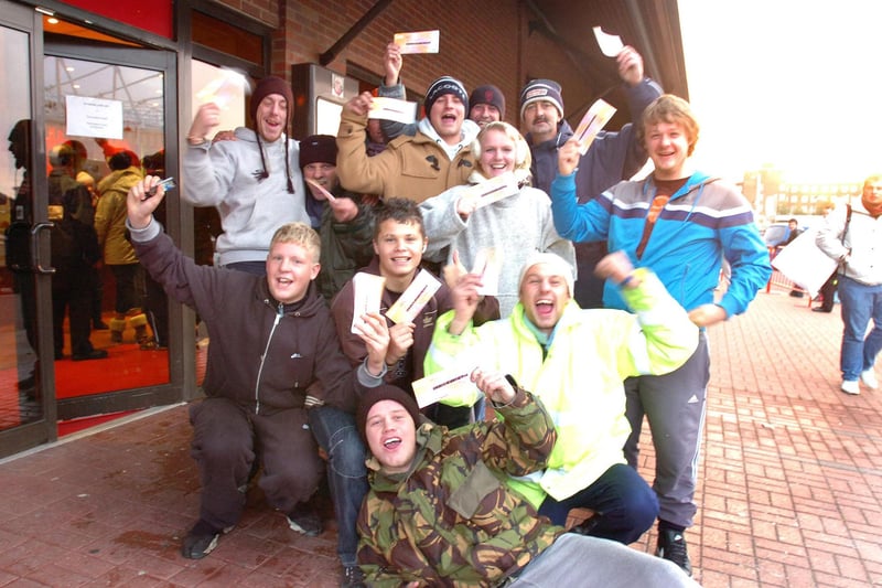 Result! These fans were celebrating after getting their Oasis tickets.