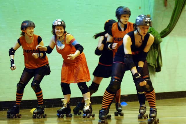 Sheffield's Steel Rollergirl Derby Team in a practice session at Graves Leisure Centre which reopens in September.