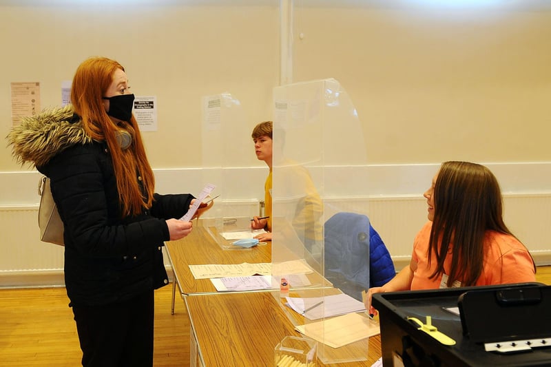 Voting was carried out in as safe a manner as possible a Grangemouth's Bowhouse Community Centre polling station