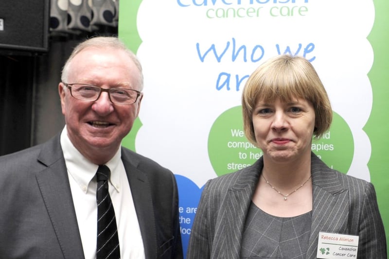Irish eyes were smiling on Sheffield charity Cavendish Cancer Care when a donation of nearly £700 was raised by guests at a St Patrick's Day business lunch, organised by insolvency and business turnaround specialist Wilson Field. Former snooker world champion Dennis Taylor was guest of honour at the The Bit of a Do event which took place at Baldwin's Omega in March 2014 and was attended by around 100 clients and partners of Wilson Field. He is pictured with Rebecca Allinson from the charity