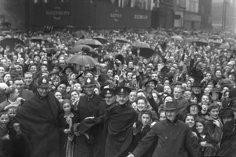 Scenes of celebration as the news of peace in Europe spreads through Sunderland on VE Day.
