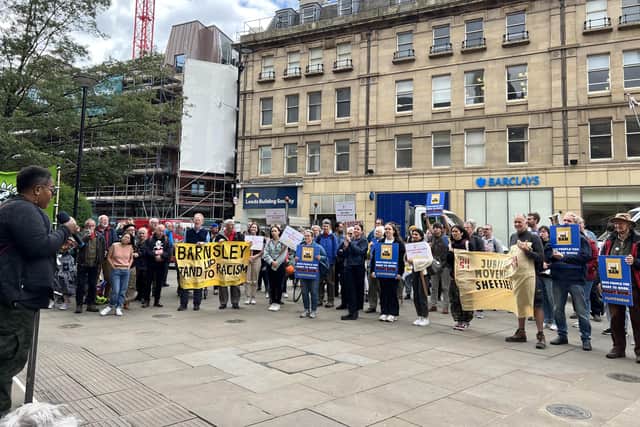 Supporters of Sheffield's status as a City of Sanctuary at a rally held outside Sheffield Town Hall before the policy was reaffirmed at a meeting of Sheffield City Council. Picture: City of Sanctuary Sheffield