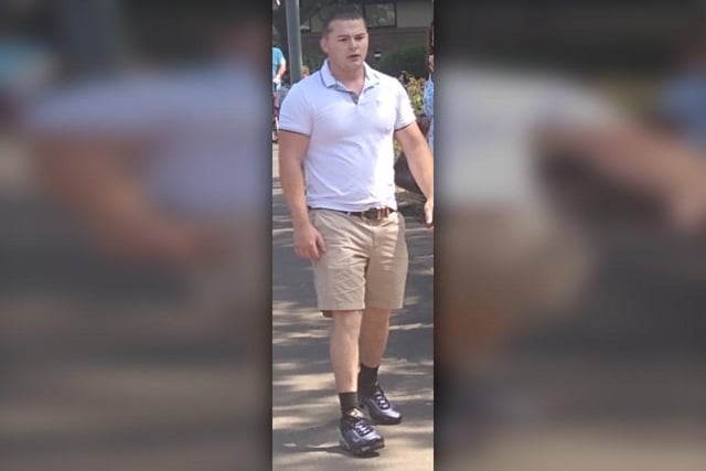 This man is being sought in connection with an alleged assault in Matlock during which a man was punched in the head.
The victim was walking near to the pedestrian crossing on Causeway Lane at Crown Square at the time - just before 2.15pm on June 5.
Ambulance crews were called but the victim is not thought to have suffered any serious injuries.