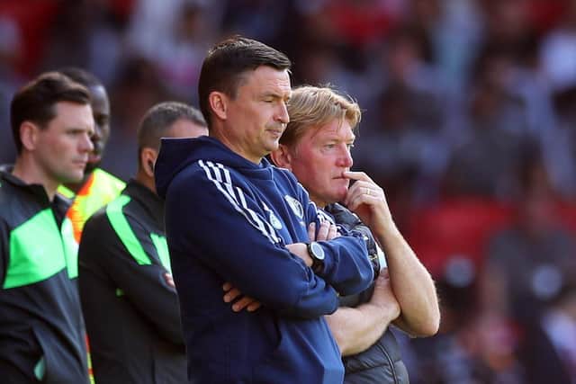 Sheffield United boss Paul Heckingbottom manager and assistant coach Stuart McCall. Simon Bellis / Sportimage
