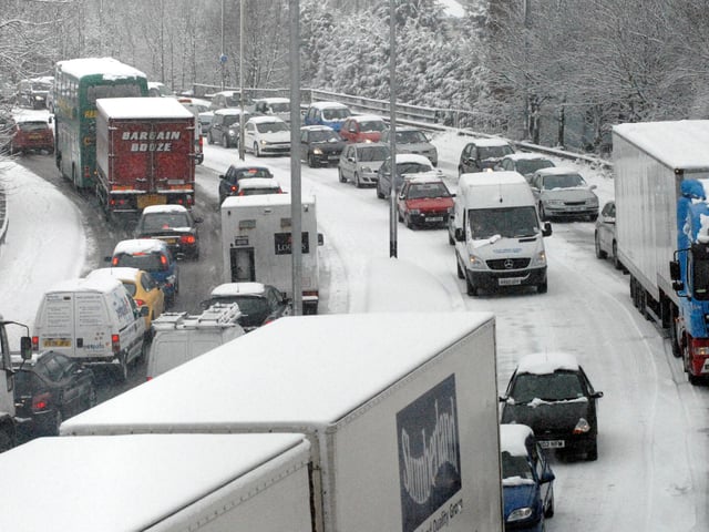 Motorists drove with caution after snow fell in Mansfield in 2010