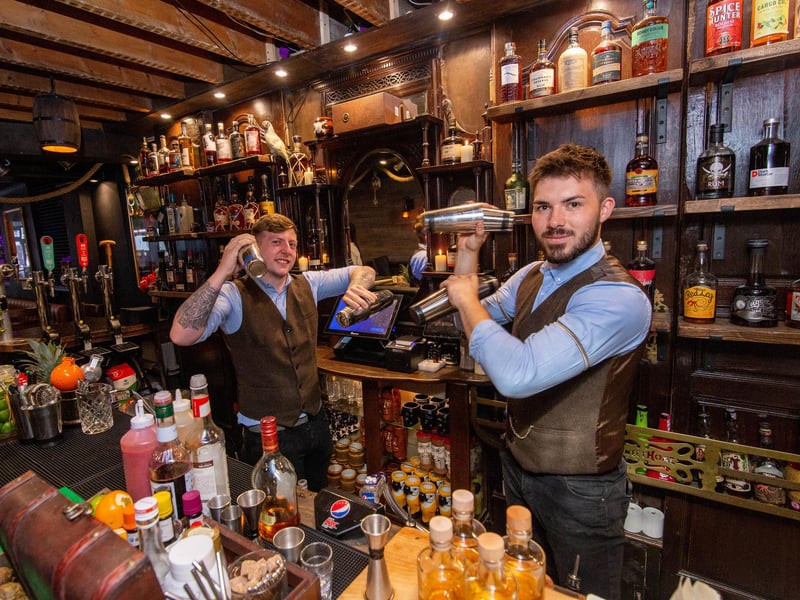 Staff James Jones and Max Winslade at Rapscallions, Southsea on 6 August 2021. Picture: Habibur Rahman