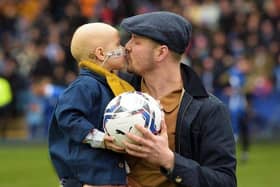 Jude Mellon-Jameson spent time on the Hillsborough pitch with his former Owls goalkeeper dad, Arron, as their fundraising efforts continued.