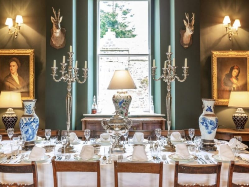 The dining room provides a perfect backdrop for feasts cooked on the chateau's double-Aga.