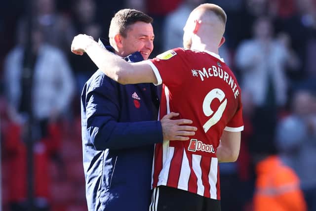 Paul Heckingbottom with Sheffield United striker Oli McBurnie: Darren Staples / Sportimage