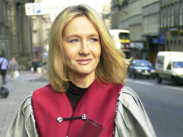Harry Potter author JK Rowling after she collected her honorary degree from Napier University, Thursday November 23 2000.