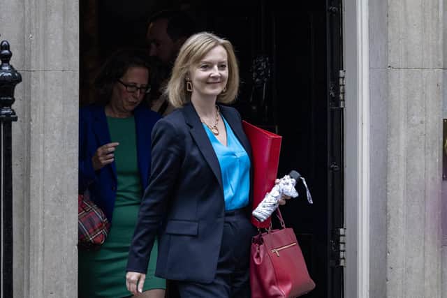 Secretary of State for International Trade Liz Truss leaves 10 Downing Street. (Photo by Rob Pinney/Getty Images)