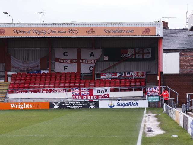 With the rain now stopped and the groundsmen at Gresty Road working hard, there's little evidence of water on the pitch in the area in front of the Main Stand.