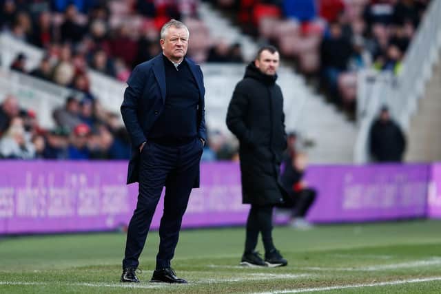 Middlesbrough Manager, Chris Wilder, looks on during the Sky Bet Championship match at the Riverside Stadium, Middlesbrough: Will Matthews/PA Wire.
