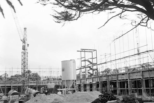 Construction of a telephone exchange on Colinton Road in July 1962.