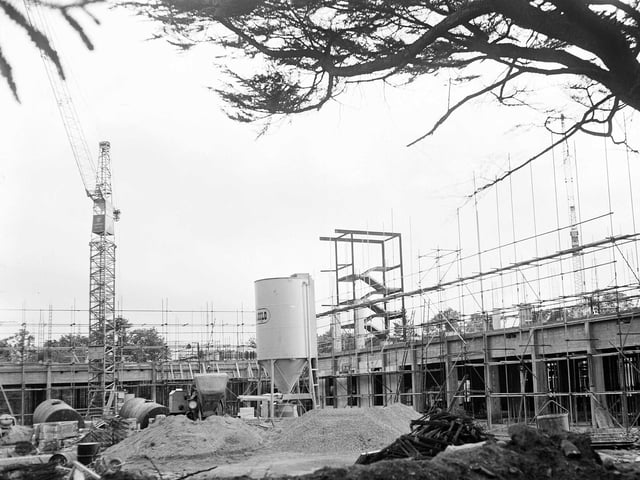 Construction of a telephone exchange on Colinton Road in July 1962.