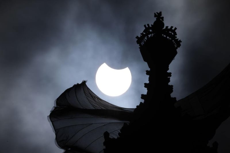 In other parts of the Northern Hemisphere, the annular eclipse would have been visible as a thin outer ring of the sun's disk that is not completely covered by the smaller dark disk of the moon, a so-called "ring of fire"