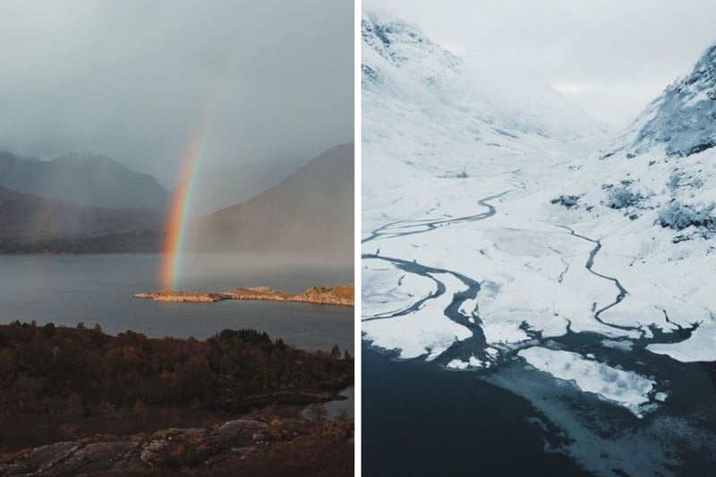 Sam is a photographer based in Edinburgh who takes spectacular and otherworldly pictures around Scotland. This rainbow at Loch Torridon and winter scene at Glencoe are just two captivating examples.