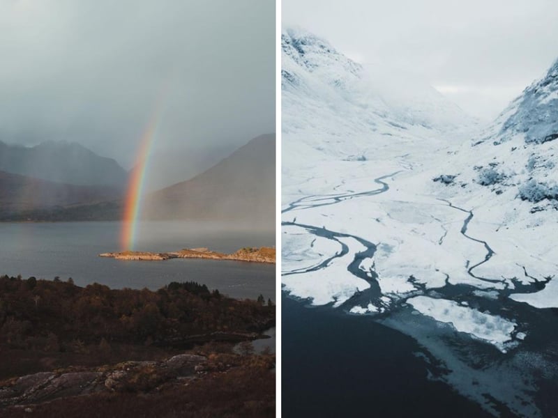 Sam is a photographer based in Edinburgh who takes spectacular and otherworldly pictures around Scotland. This rainbow at Loch Torridon and winter scene at Glencoe are just two captivating examples.