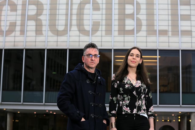 City-born writer Chris Bush and famed musician Richard Hawley at the launch of Standing at the Sky's Edge at the Crucible Theatre in Sheffield in 2019. The show is a Sheffield story interwoven with Richard's iconic songs