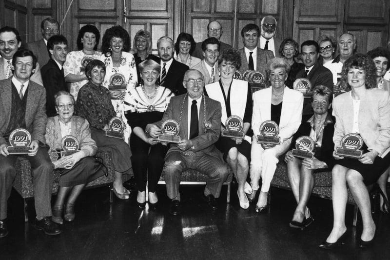 The Catherine Cookson Hospitality Awards being presented by Mayor of South Tyneside Councillor Jim Harper in May 1991. Can you spot someone you know?