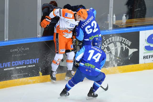 Sheffield Steelers' Davey Phillips on the boards